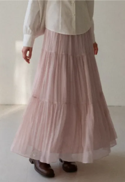 Tiered Crinkle Maxi Skirt