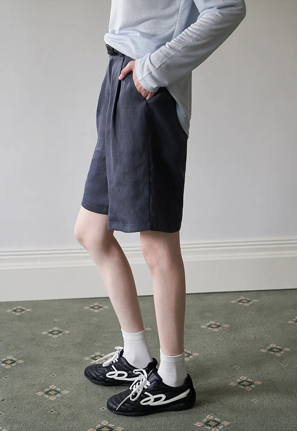 Women's Elastic Back Casual Loose Fit Shorts with Belt