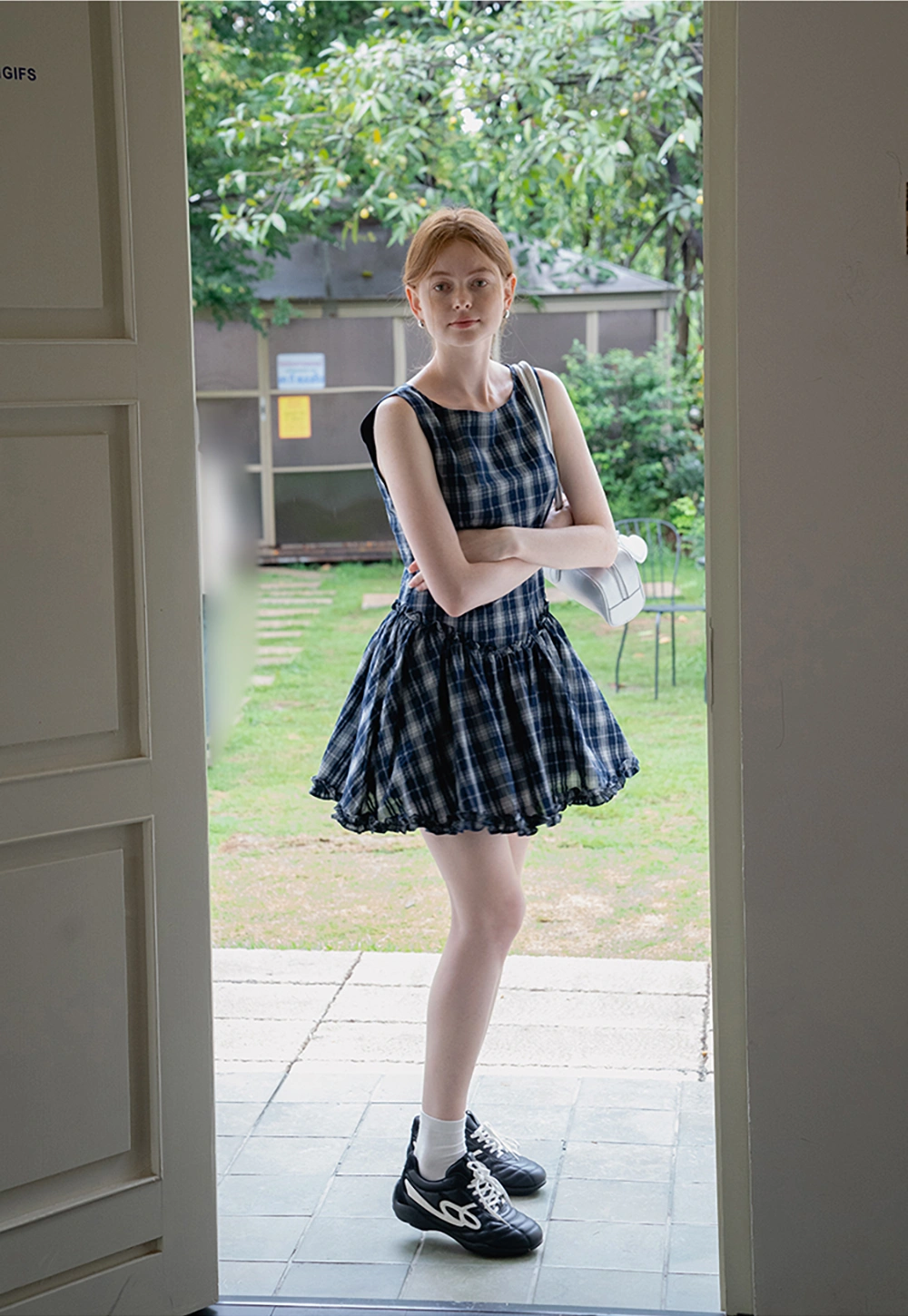 Cute Sleeveless Tartan Mini Dress