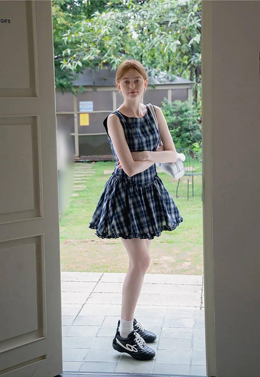 Cute Sleeveless Tartan Mini Dress