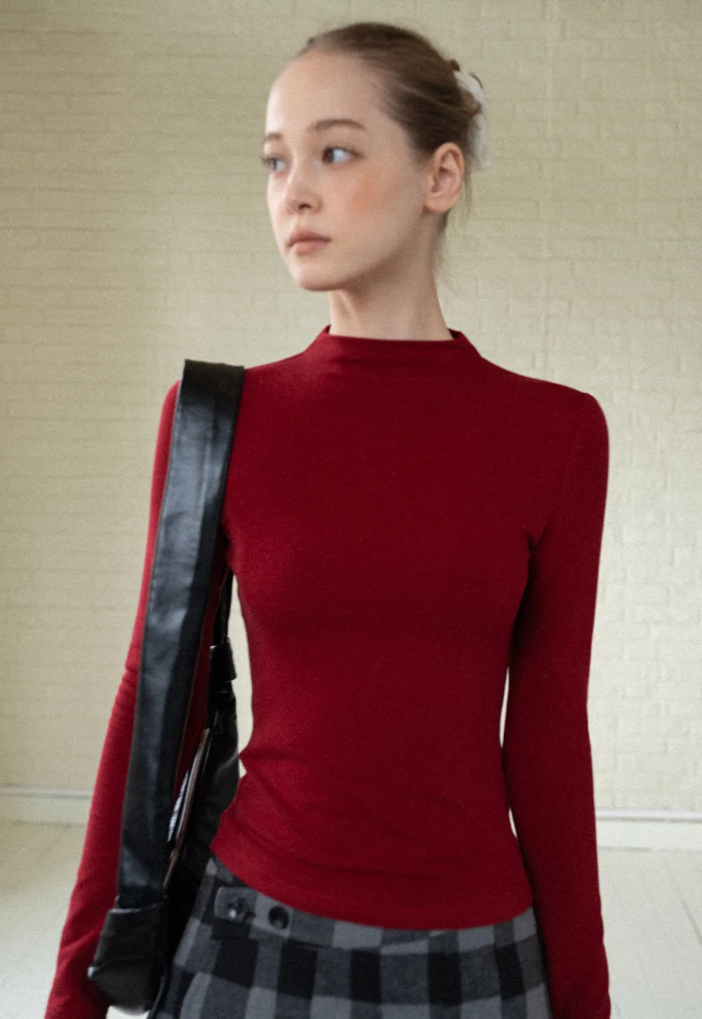 Basic Mock Neck Long Sleeve Top