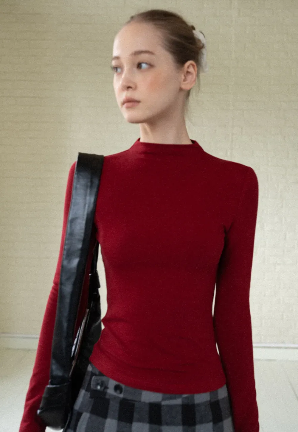 Basic Mock Neck Long Sleeve Top