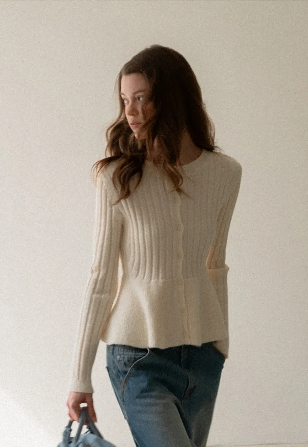 Women Ribbed Cardigan with Button Front