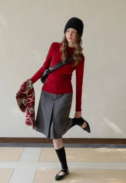 Flowy Skirt-Style Wide-Leg Cropped Trousers