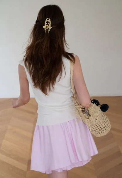 Ruffled Trim Sleeveless Knit Top