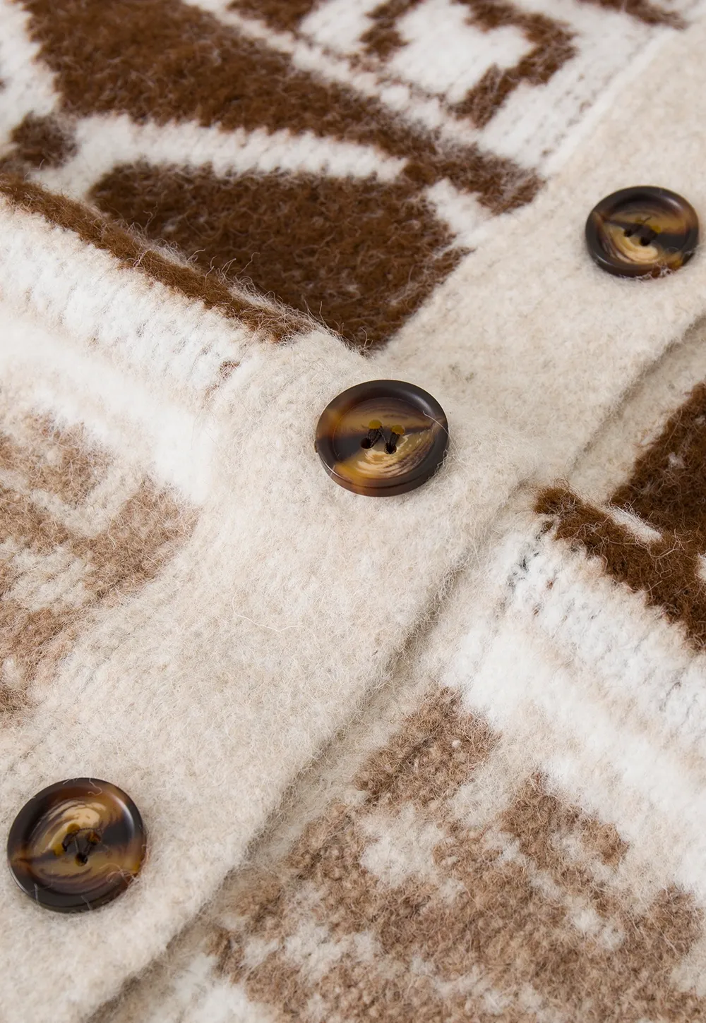 Vintage-Inspired Knit Cardigan with Geometric Design