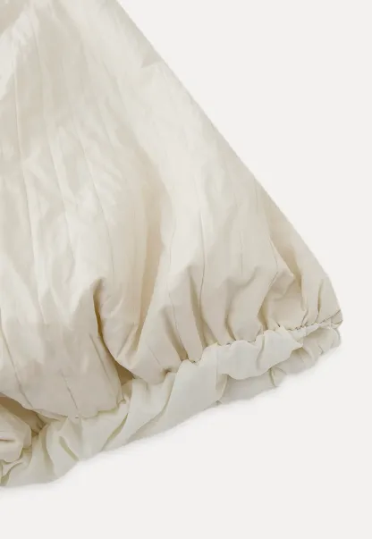 Elastic Waist Textured Puff Midi Skirt