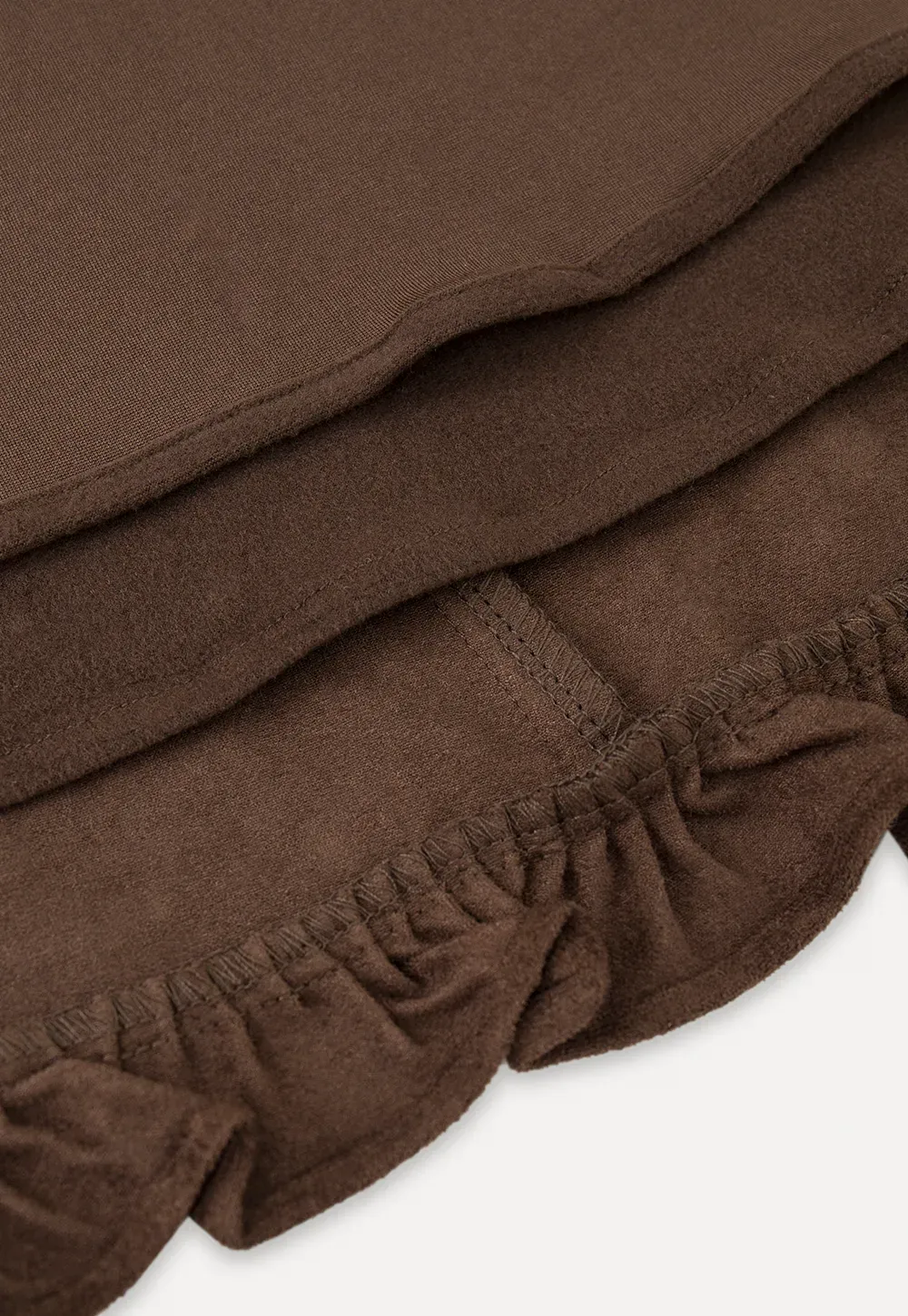 Ruffled Hem Suede A-Line Skirt