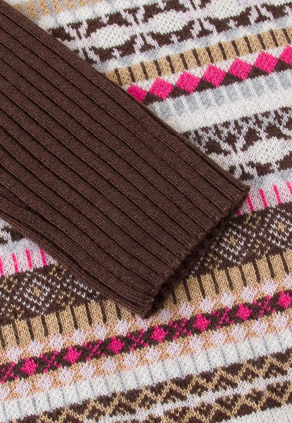 Striped Fair Isle Turtleneck Knit Top