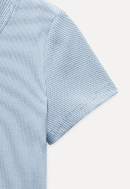 Women’s Ribbed Button Neck T-Shirt