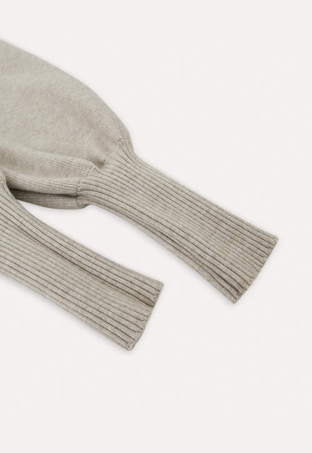 Ribbed High-Neck Sweater with Balloon Sleeves