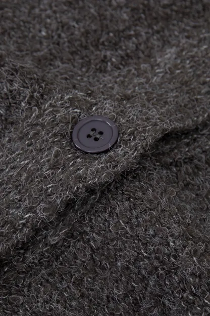 Single-Breasted High Neck Raglan Sweater