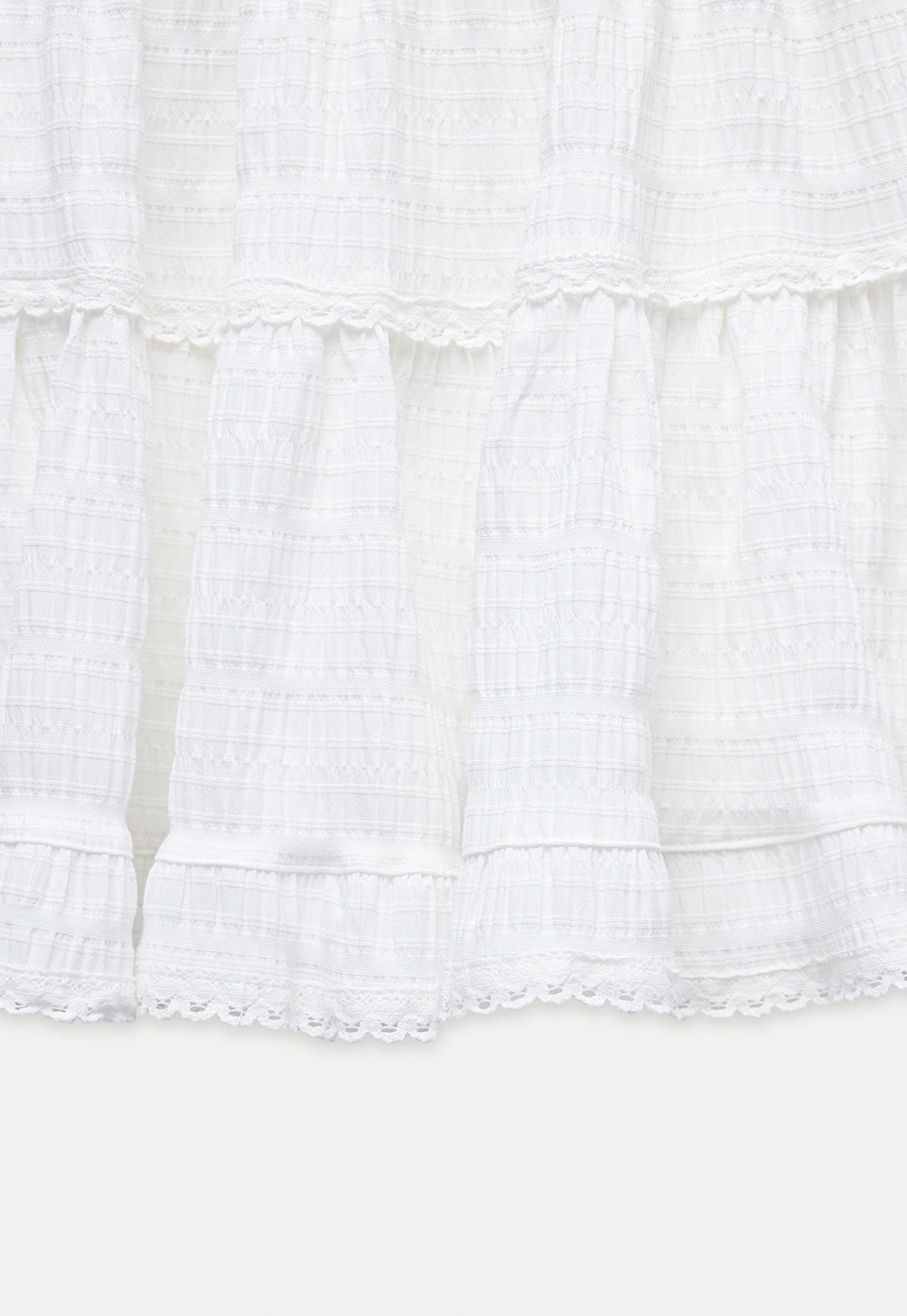 Lace-Trim White Tiered Skirt