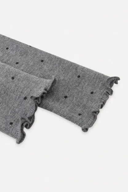 Polka Dot High Neck Ruffle Knit Top