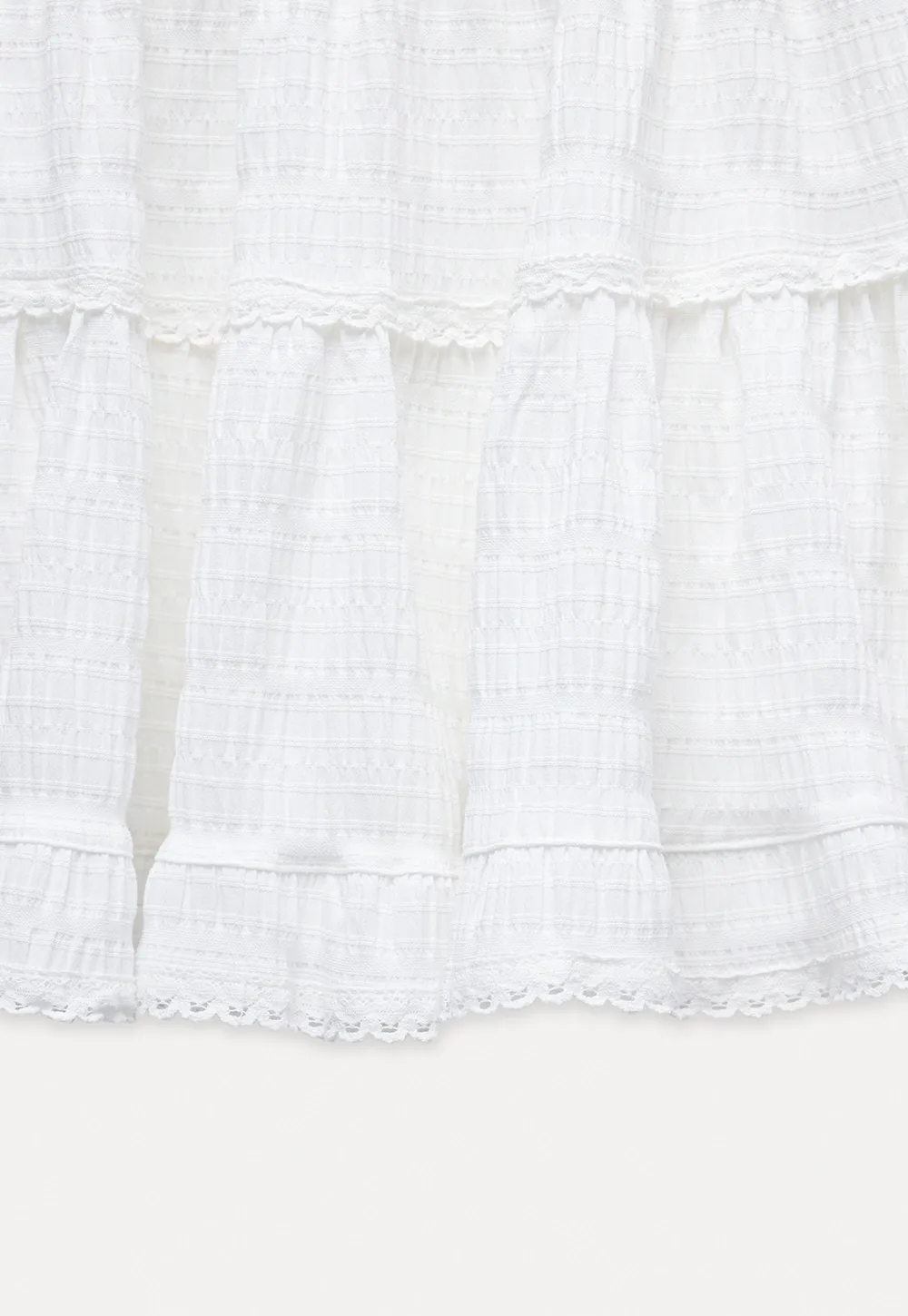 Lace-Trim White Tiered Skirt