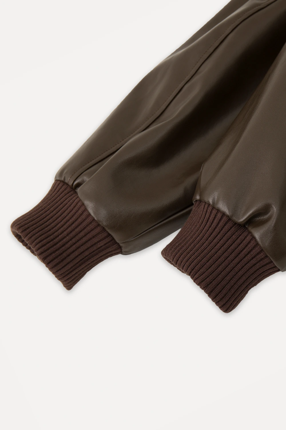 Faux Leather Bomber Jacket with Fur Collar