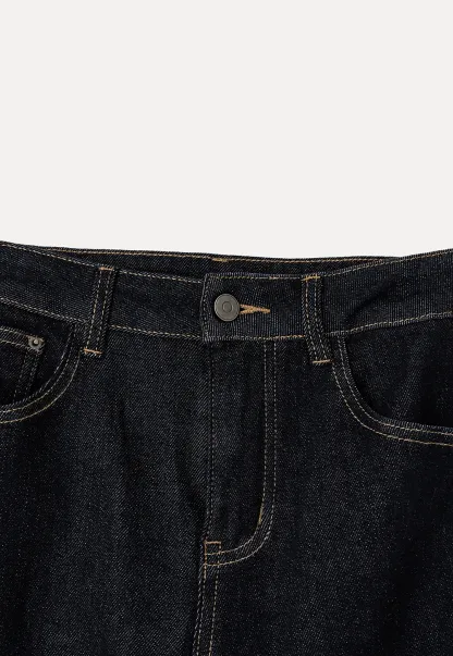 Wide Leg Straight Cut Denim Jeans