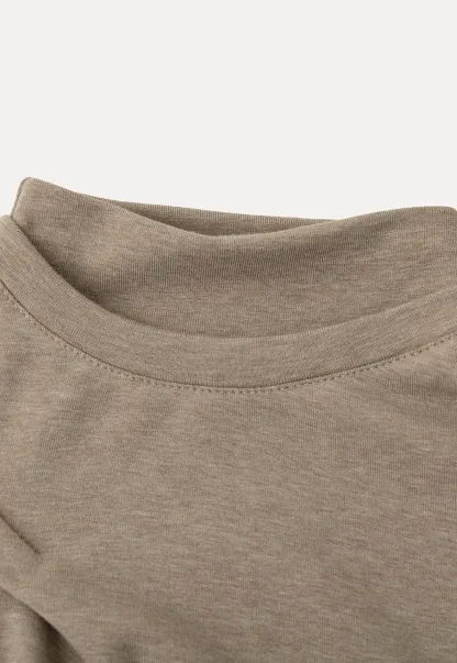 Asymmetrical Draped High Neck Long Sleeve Top