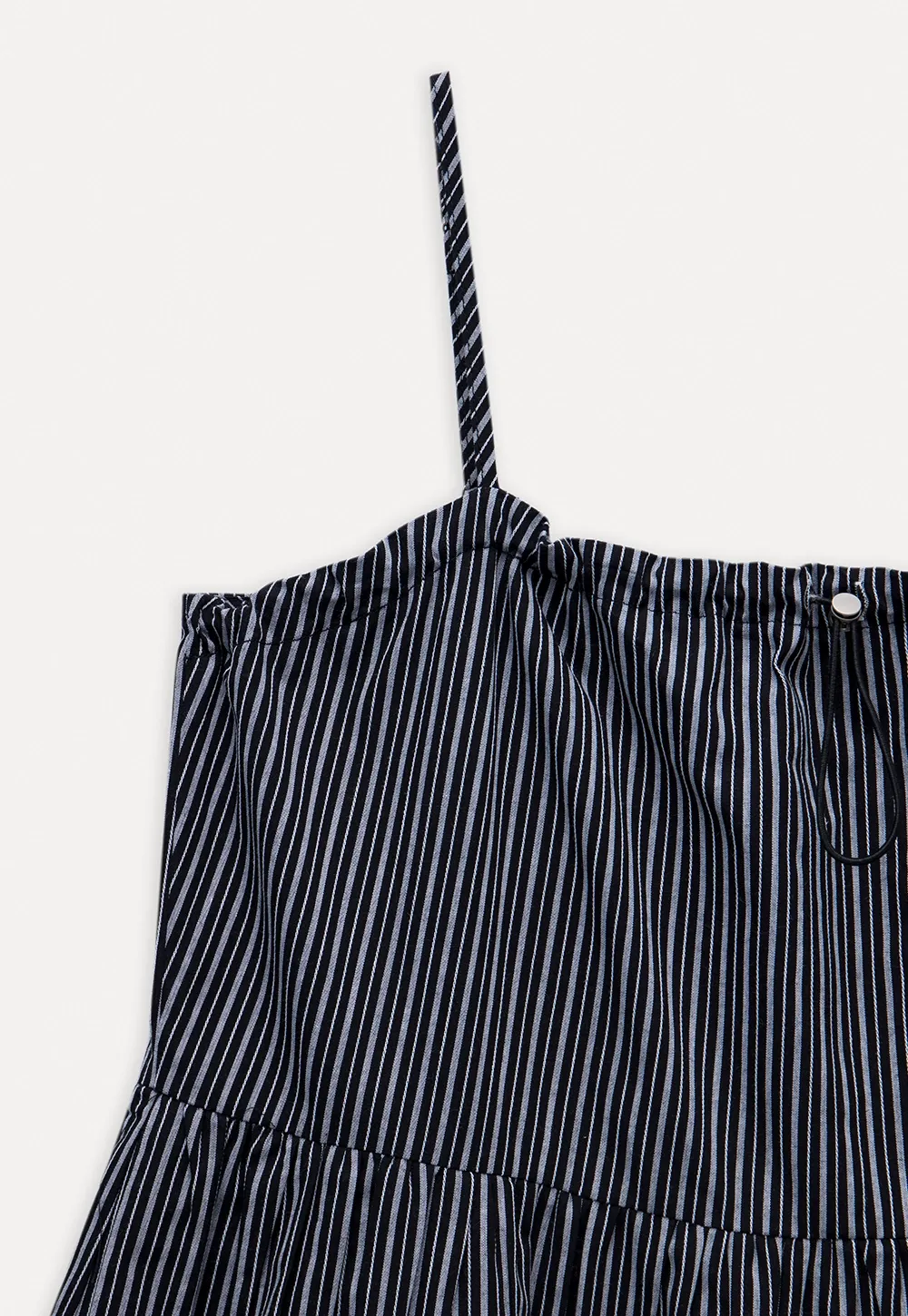 Striped Spaghetti Strap Ruffled Peplum Top