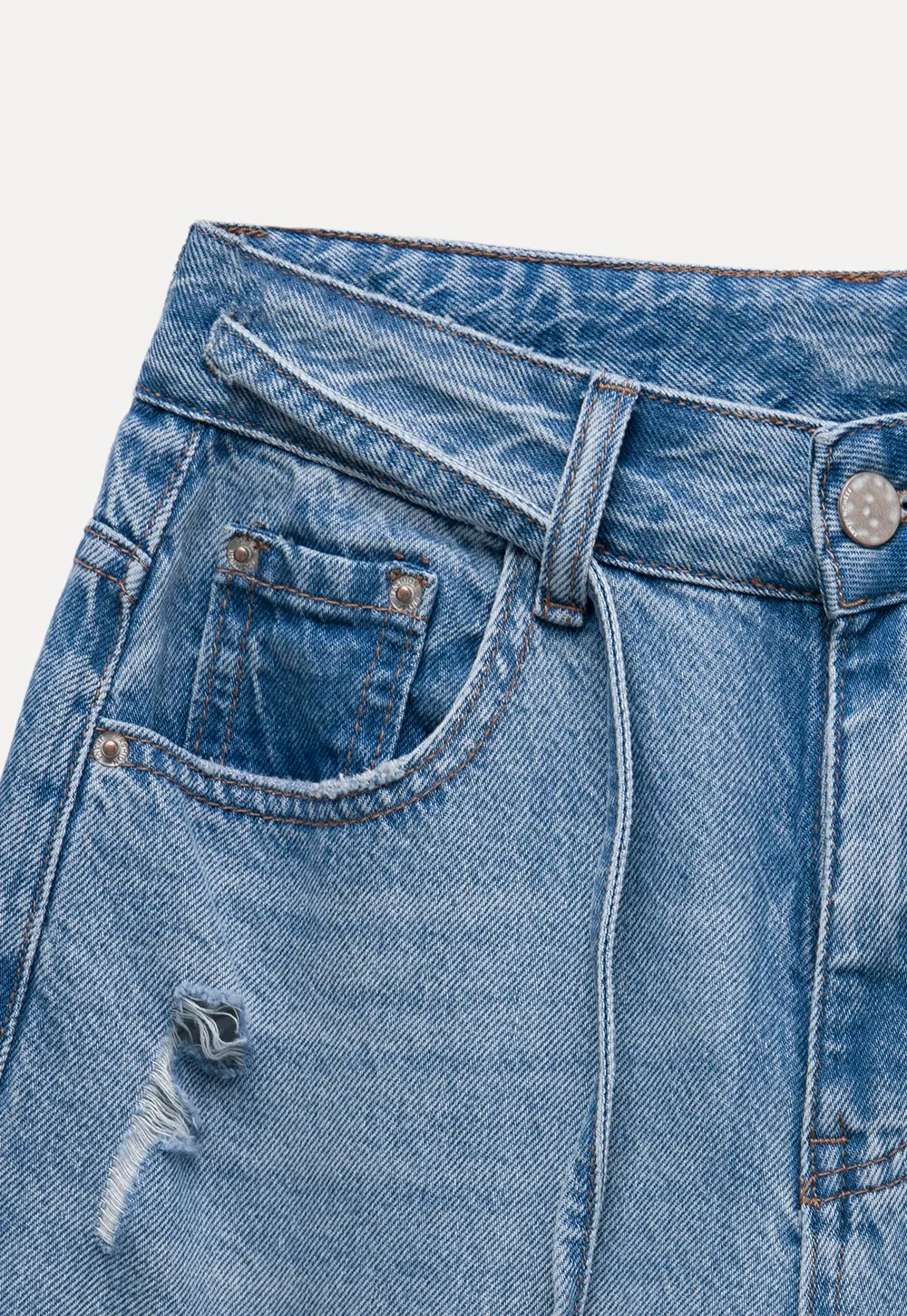 Wide Leg Distressed Denim Jeans