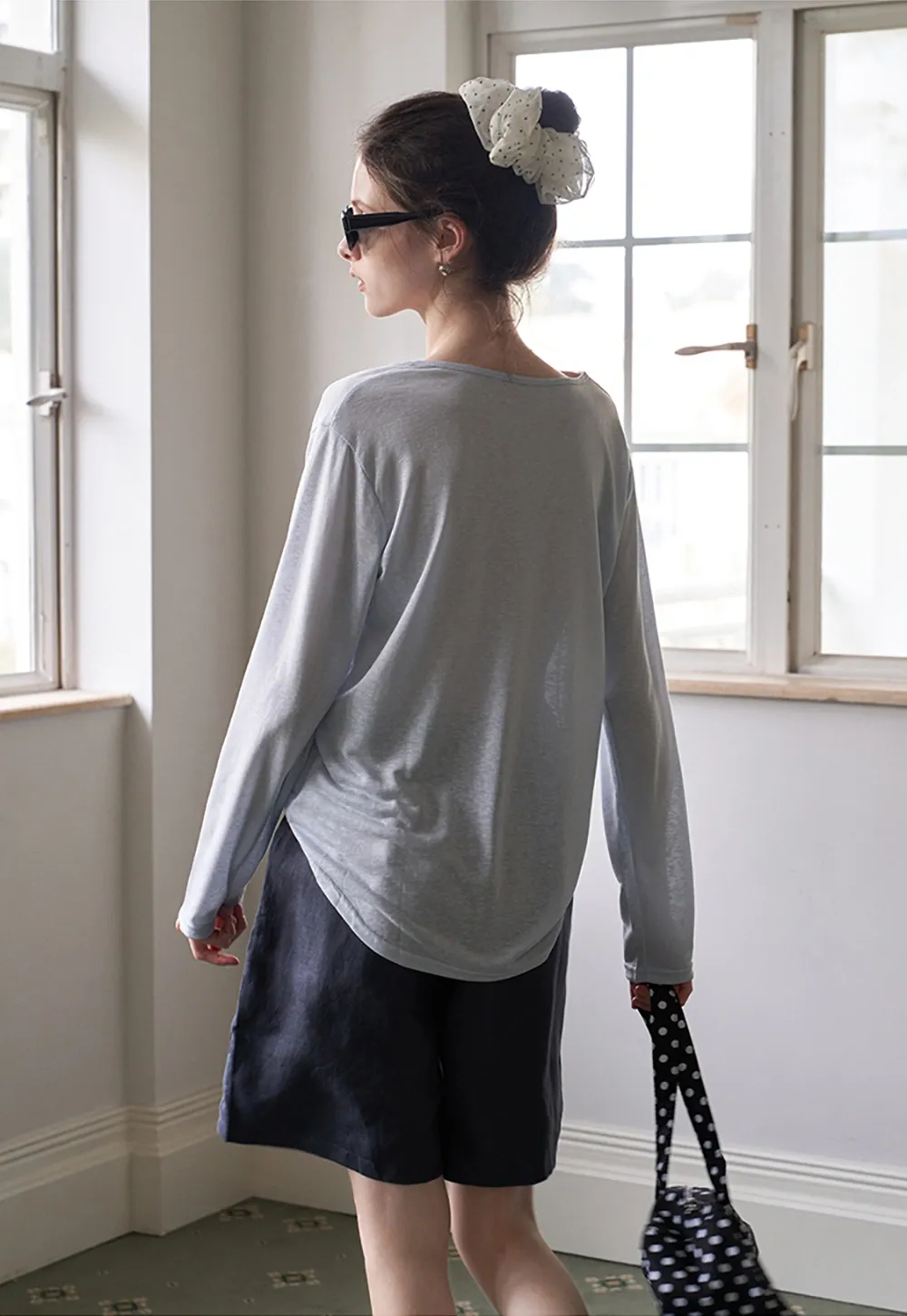 Women's Elastic Back Casual Loose Fit Shorts with Belt