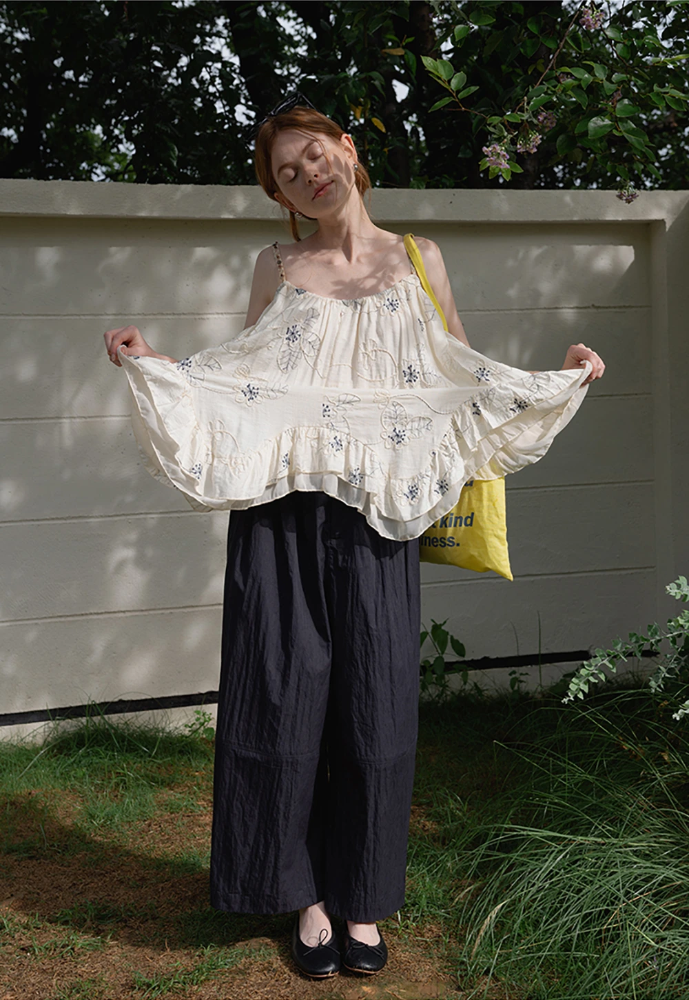 Wide Leg High Waist Cotton Pants