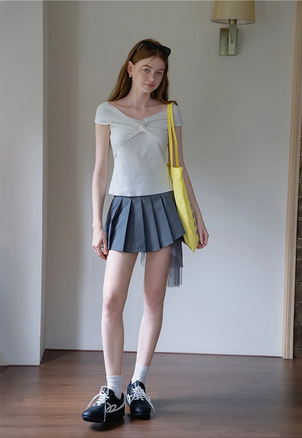Women’s Asymmetric Tulle-Layer Pleated Mini Skirt