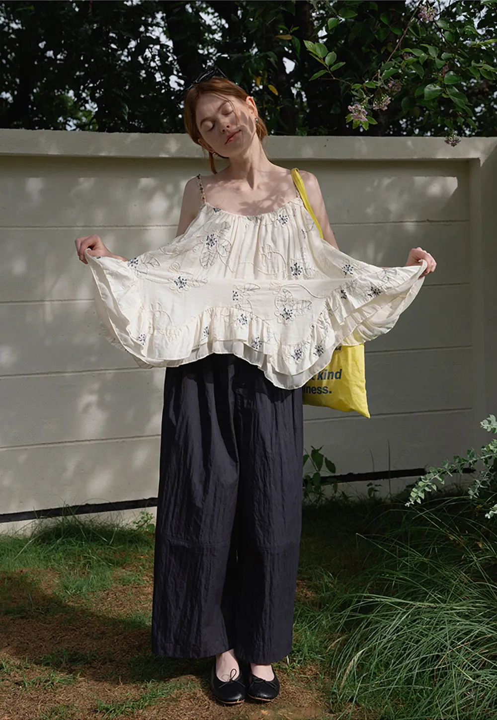 Wide Leg High Waist Cotton Pants