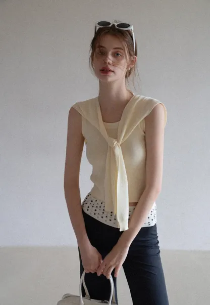 Polka-Dot Foldover Waist Flared Pants