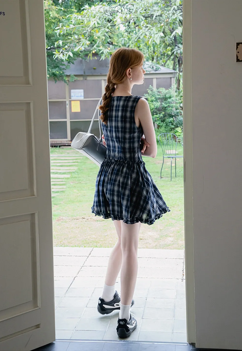 Cute Sleeveless Tartan Mini Dress