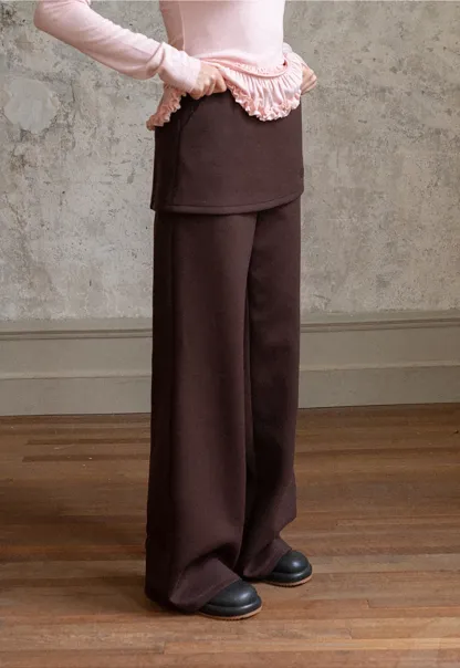 Women High Waist Wide Leg Skirted Lounge Pants