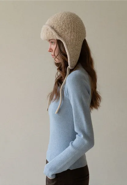 Women Soft Ribbed Mock Neck Knit Top