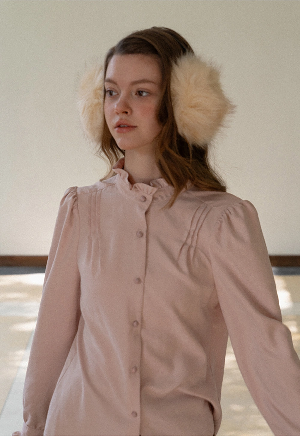 Long Sleeve Blouse with Ruffle Trim