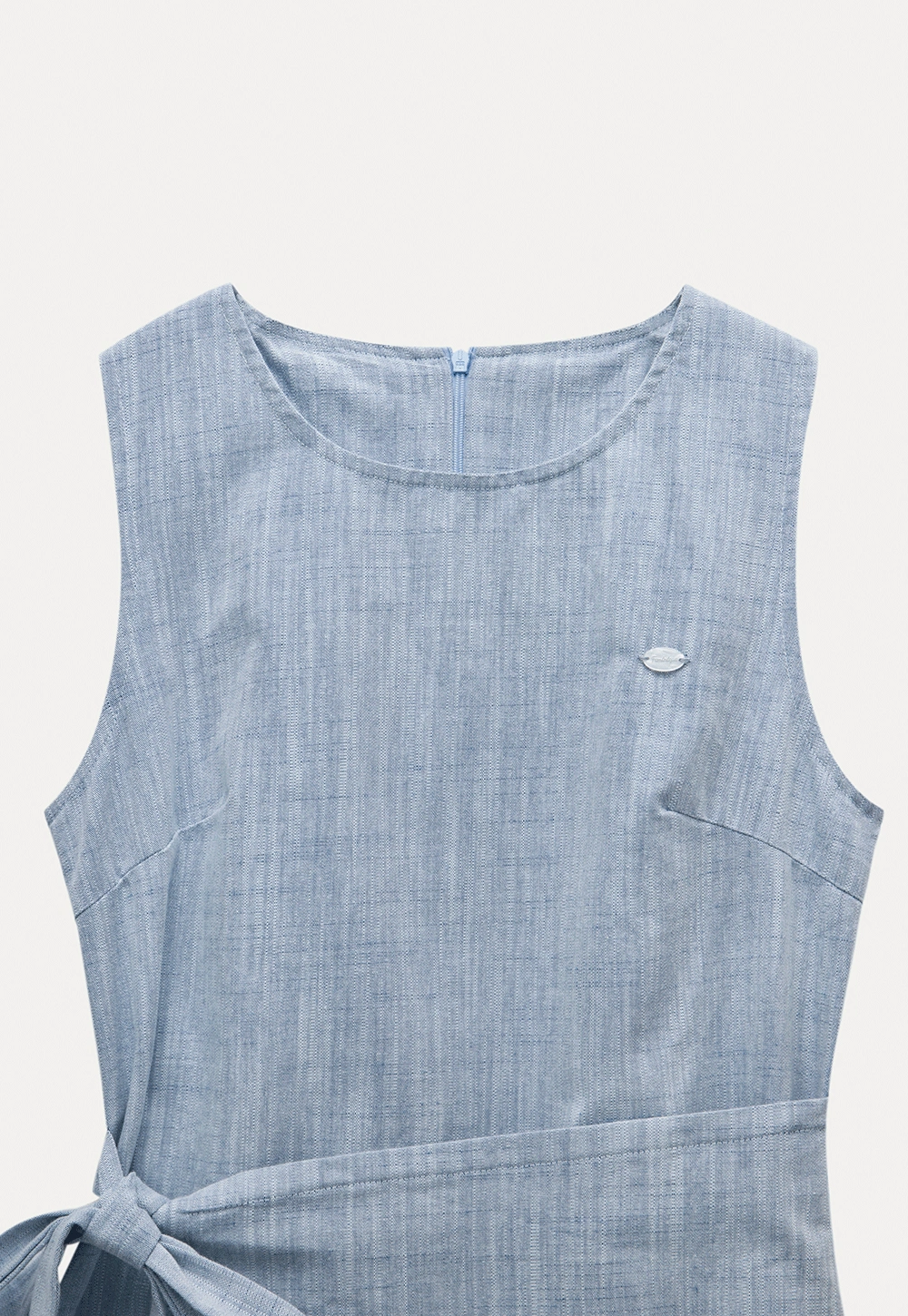 Women’s Sleeveless Tie Waist Chambray Dress
