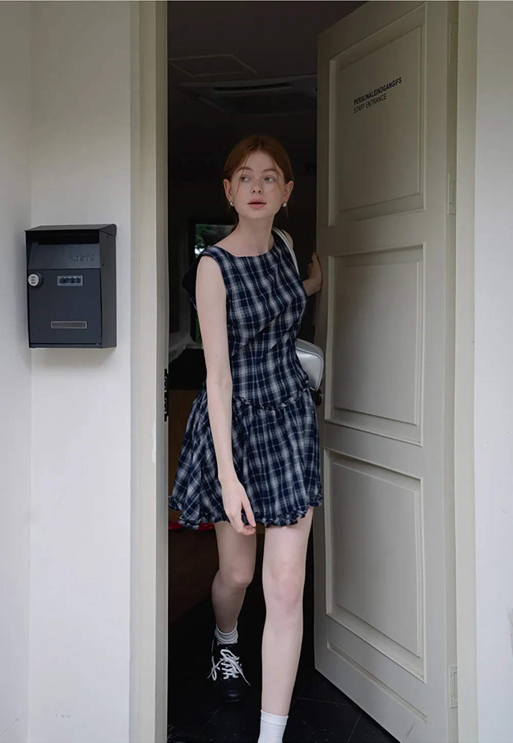 Cute Sleeveless Tartan Mini Dress