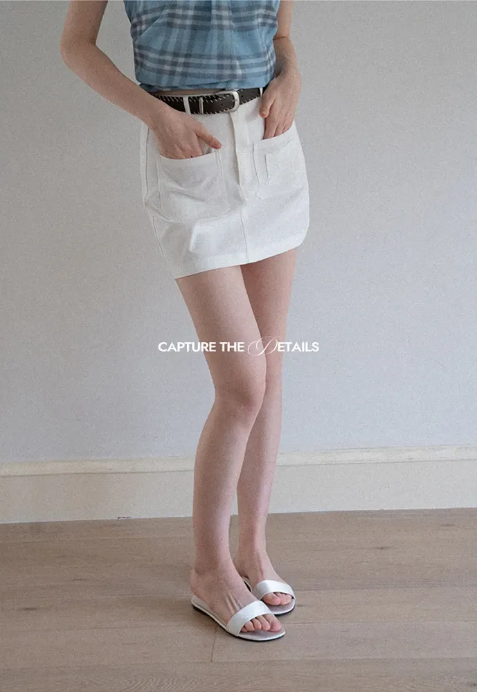 Women High Waist Belted Pocket Mini Skirt