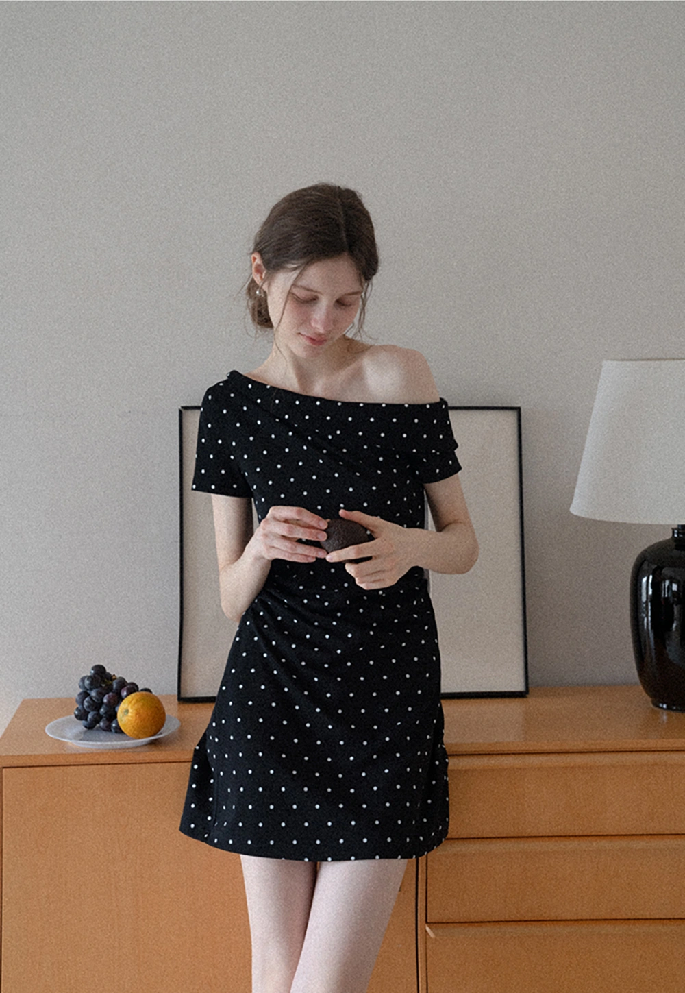 Women’s One Shoulder Polka Dot Mini Dress