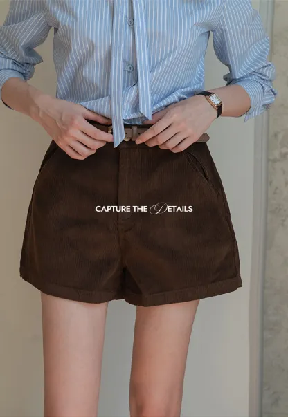 Vintage Belted Corduroy Shorts