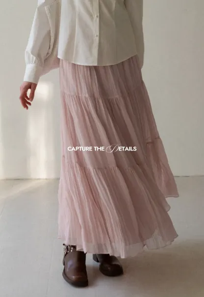 Tiered Crinkle Maxi Skirt