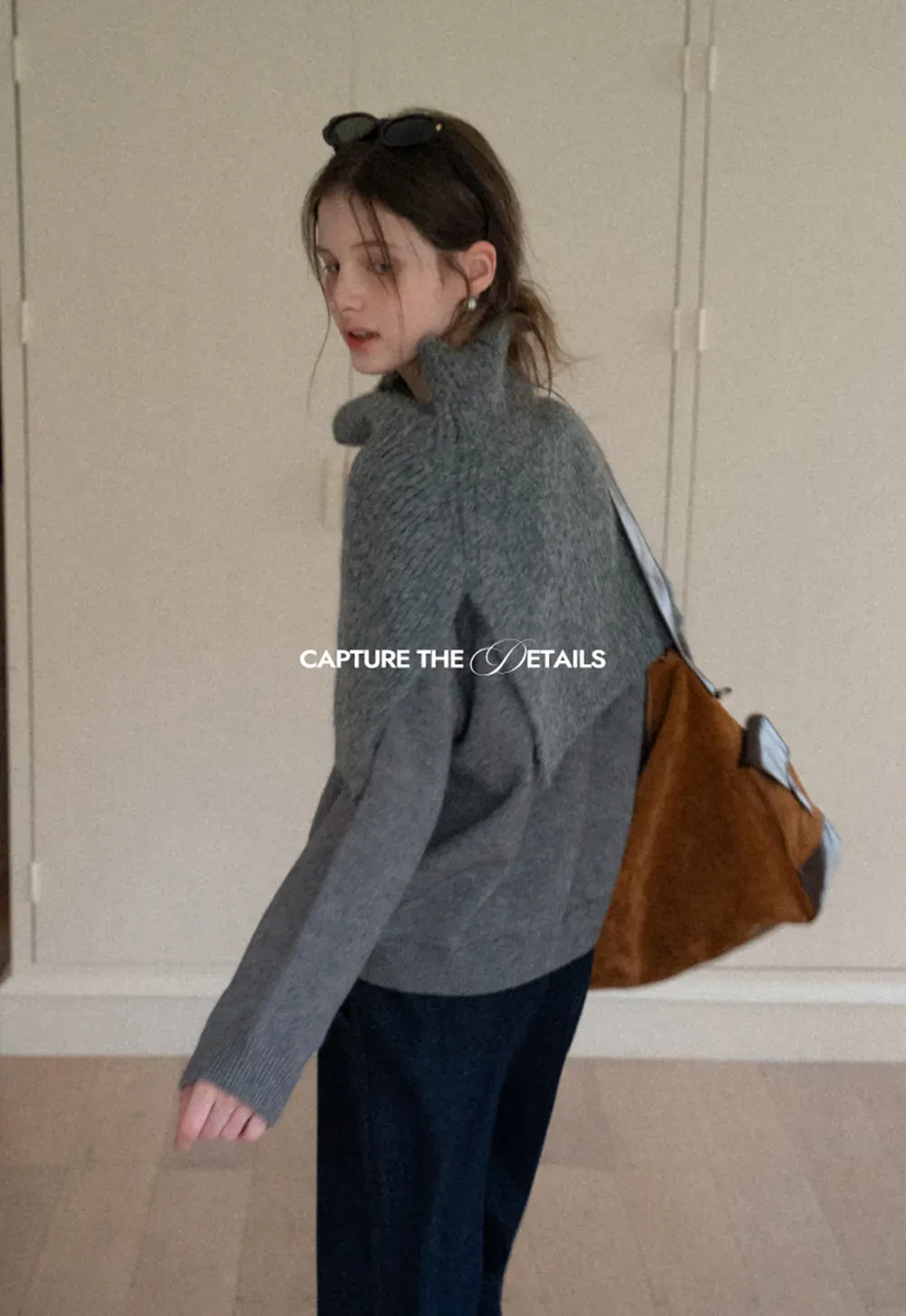 Layered Shawl Neck Knit Sweater