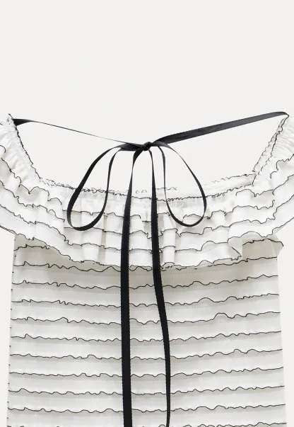 Women’s Off Shoulder Ruffle Trim Knit Top