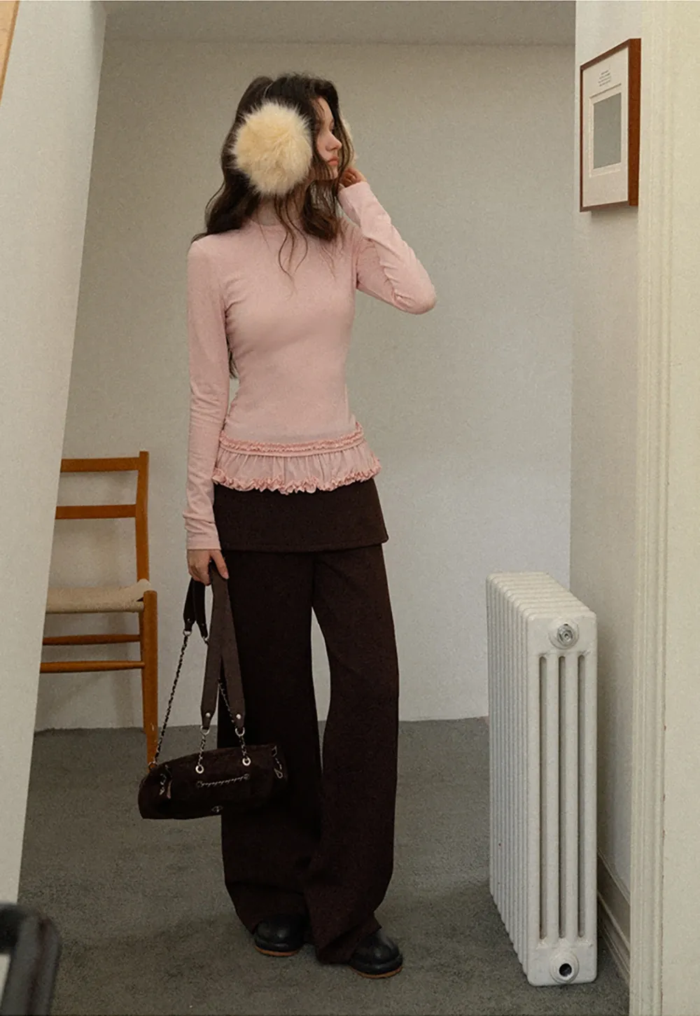 Women High Waist Wide Leg Skirted Lounge Pants