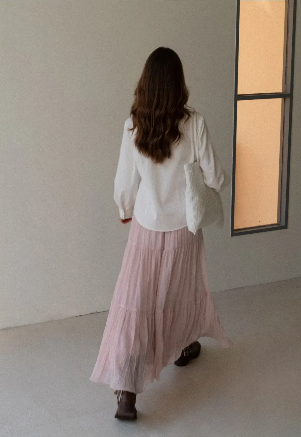 Tiered Crinkle Maxi Skirt