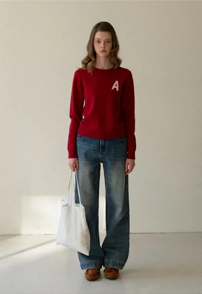 Letter Patch Knit Sweater