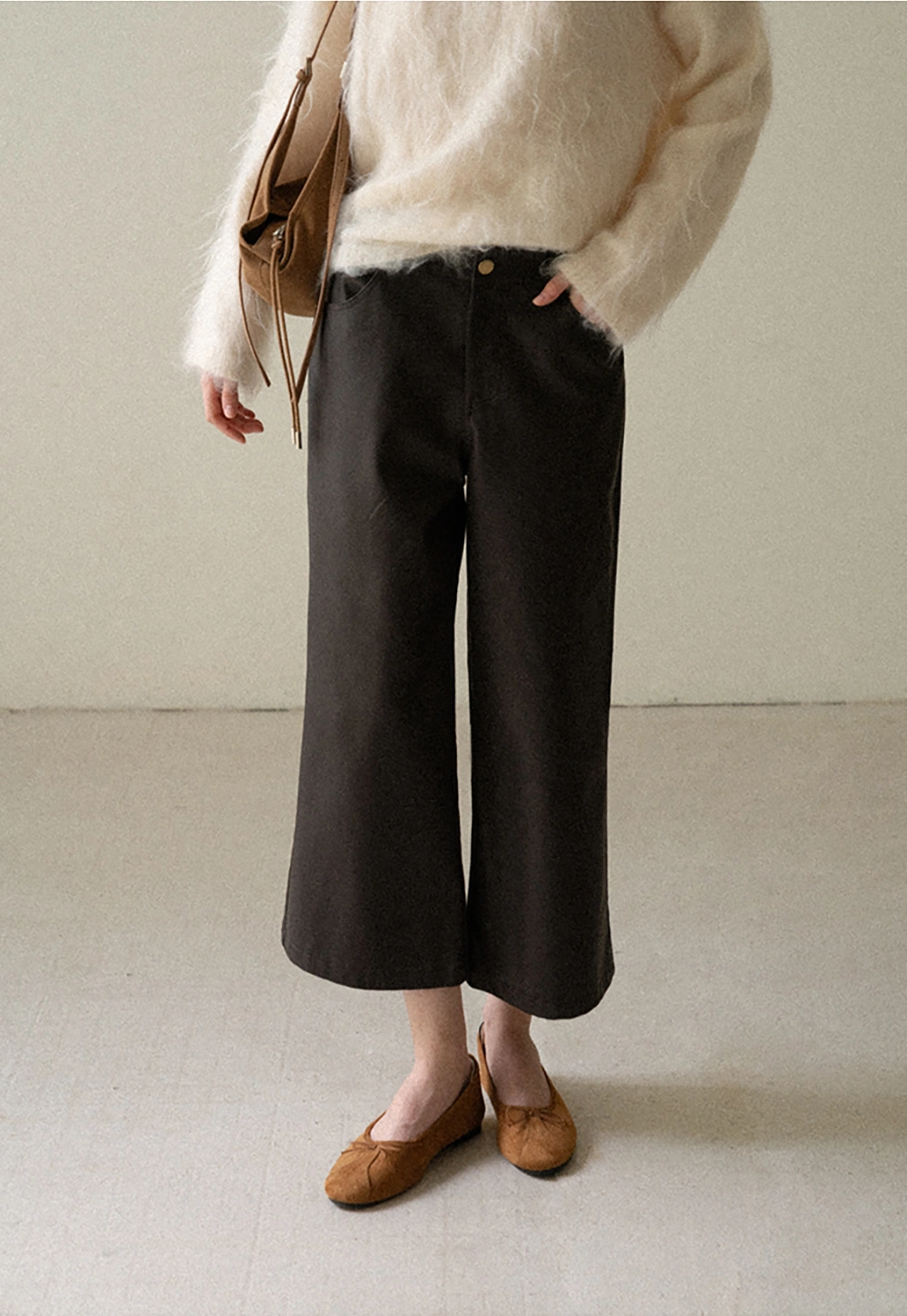 Pleated Wide Leg Leatherette Casual Pants