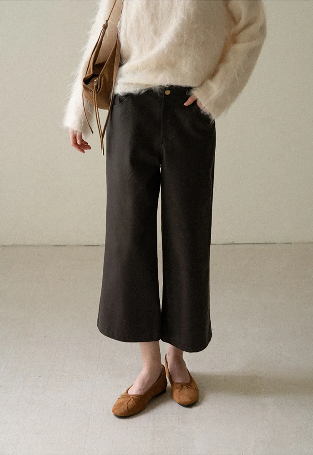Pleated Wide Leg Leatherette Casual Pants