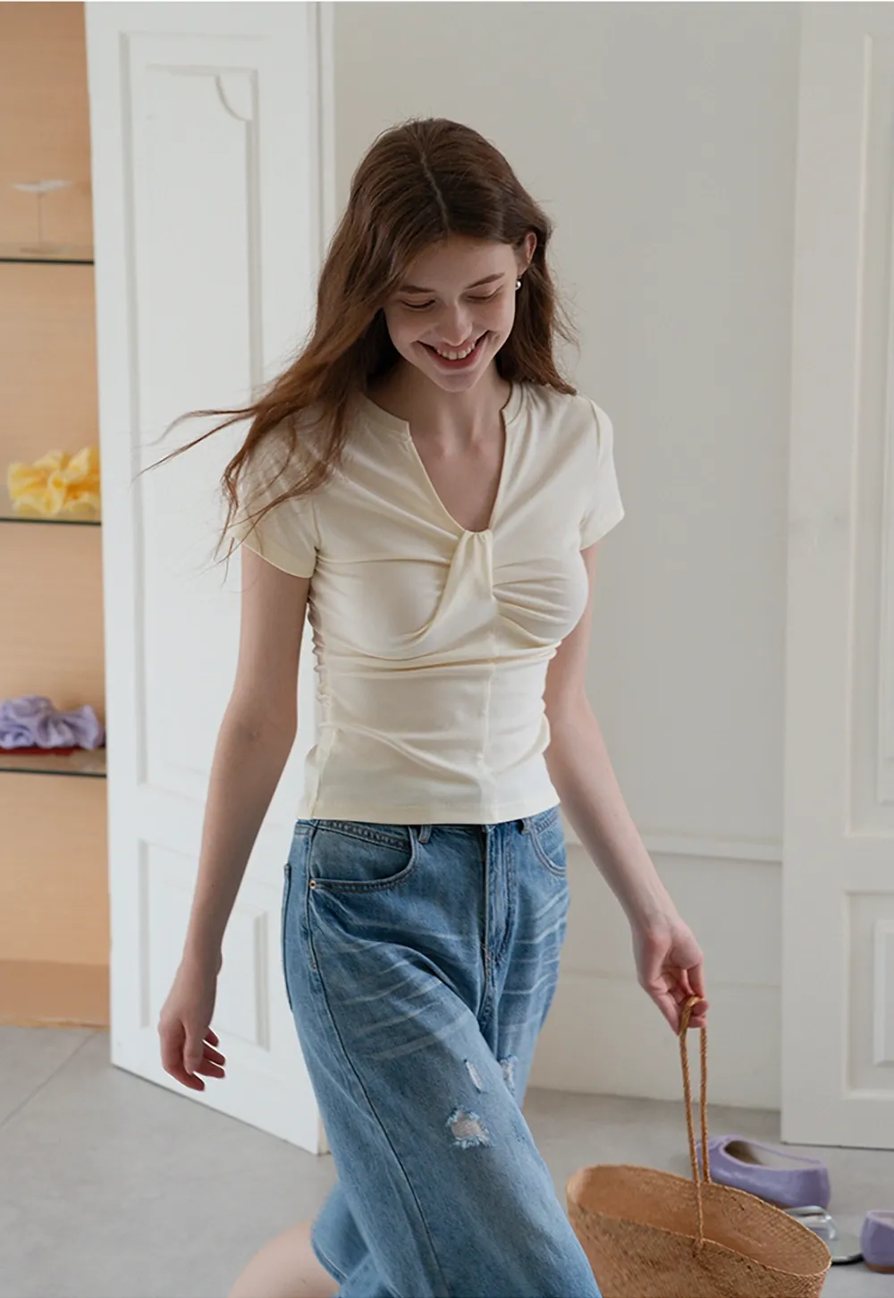 Women’s Ruched Twist Front Tee