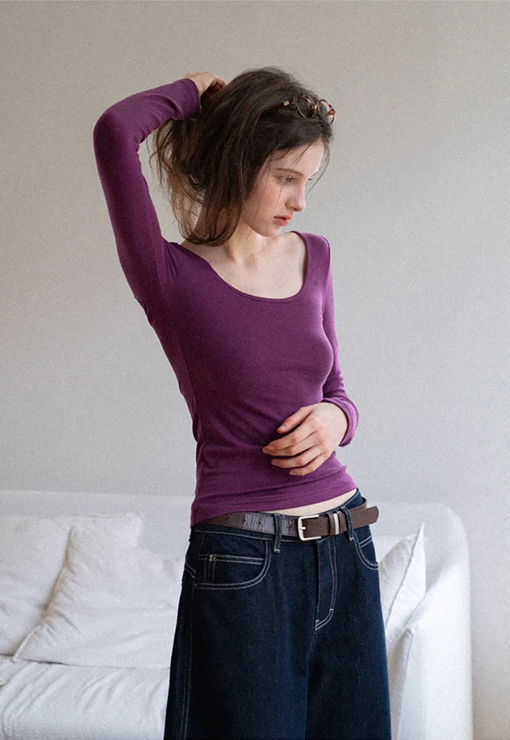 High-Waisted Wide Leg Denim Pants