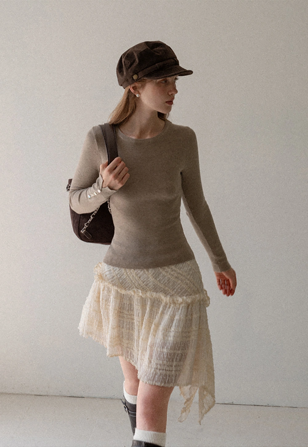 Basic Ribbed Knit Top Women Long Sleeve Pullover