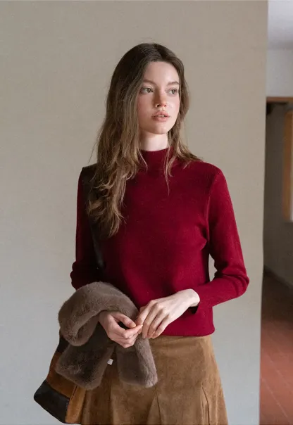 Ruffled Hem Suede A-Line Skirt